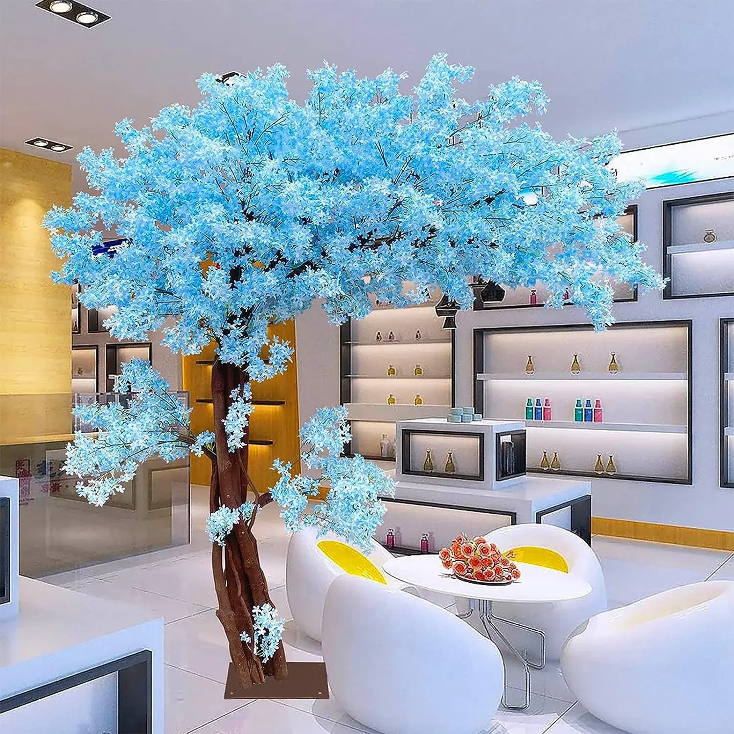 Artificial Cherry Blossom Trees  Blue Decor Fake Sakura Flower Trees  for Interior Modeling Landscape Wedding Party Decor