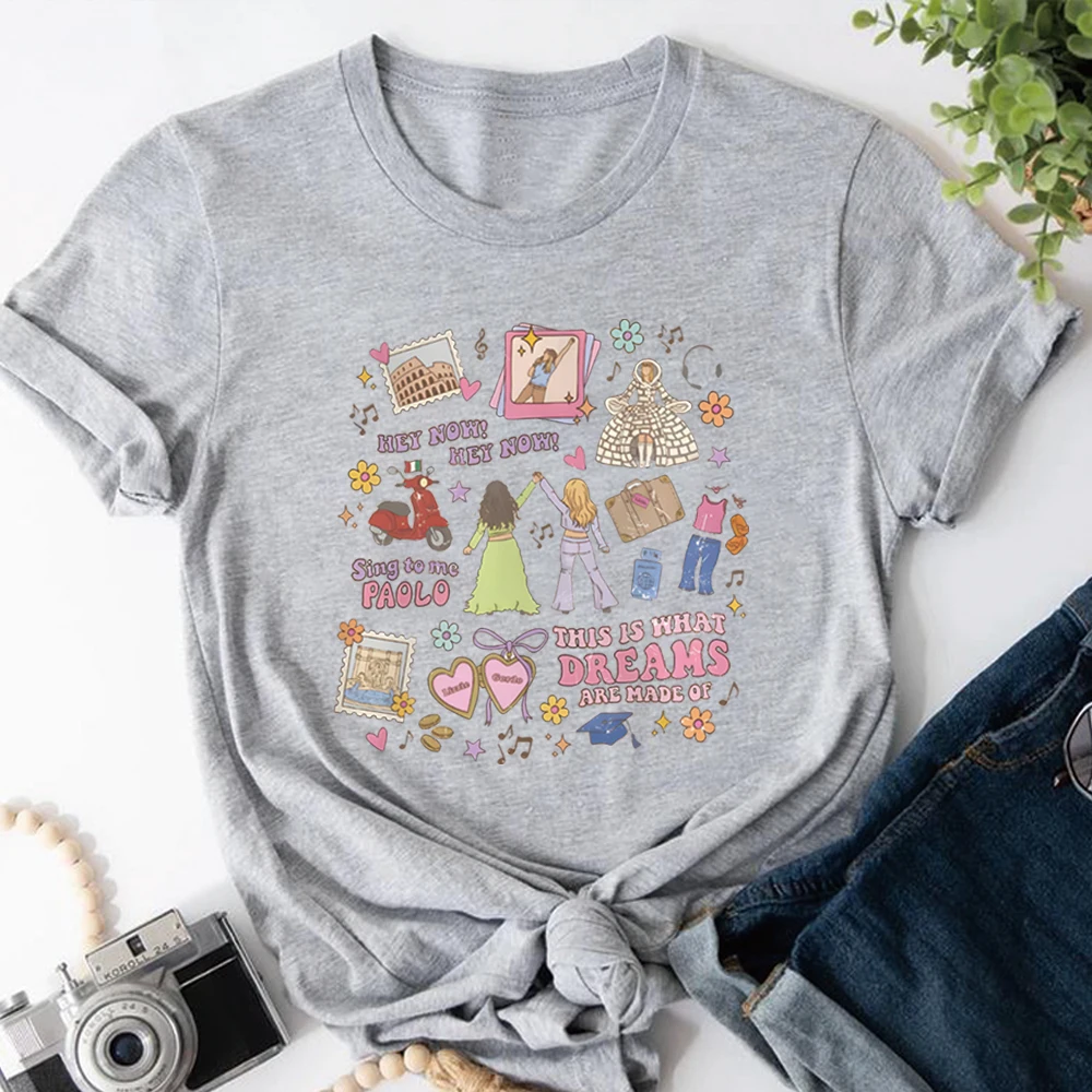 �This Is What Dreams Are Made of“ bedrucktes T-Shirt, Retro-Grafik-T-Shirt, trendige Urlaubshemden, Girls Trip, kurzärmelige, lässige Oberteile – Detail 14
