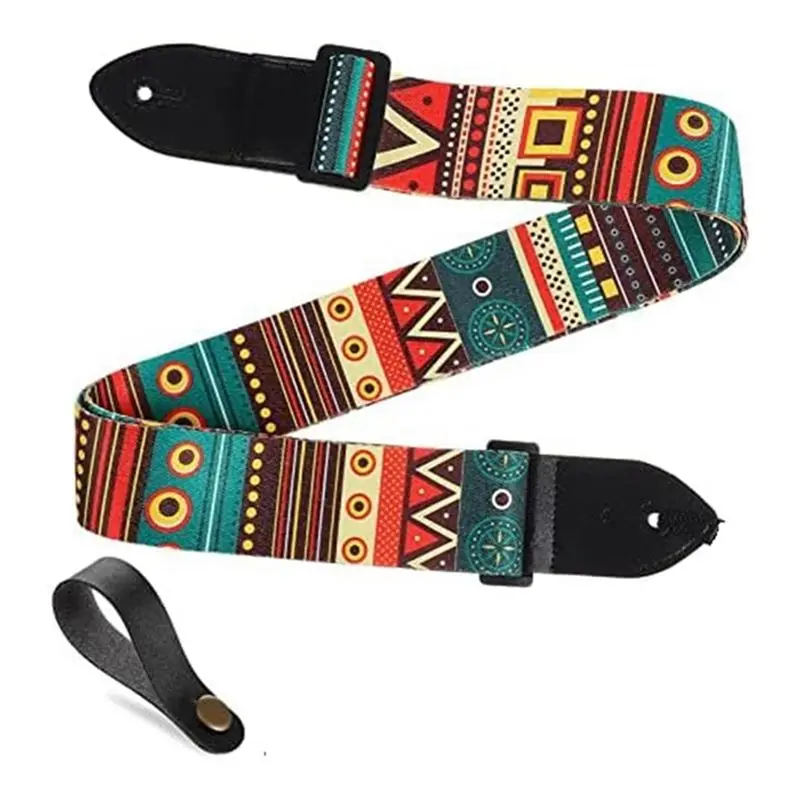 AEB0-National Style Guitar Strap Electric Guitar Universal Strap Retro Accessories Embroidery Accessories