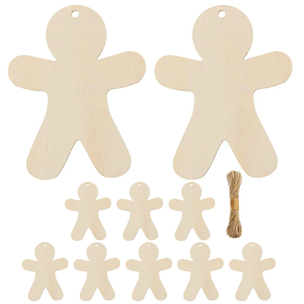 10 Pcs Wooden Christmas Tree Decoration Xmas Party Decorations Halloween Label Ornament Pendants Man