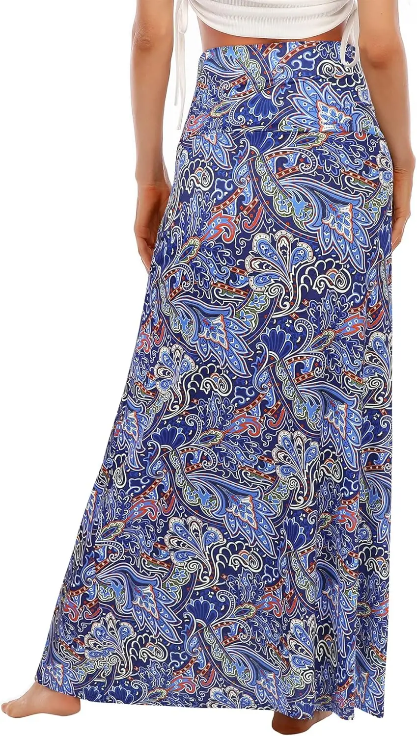 Luxy Trio Gonne lunghe da donna Abiti alla moda Gonna lunga a vita alta Gonna casual svasata elastica a fiori per ragazze