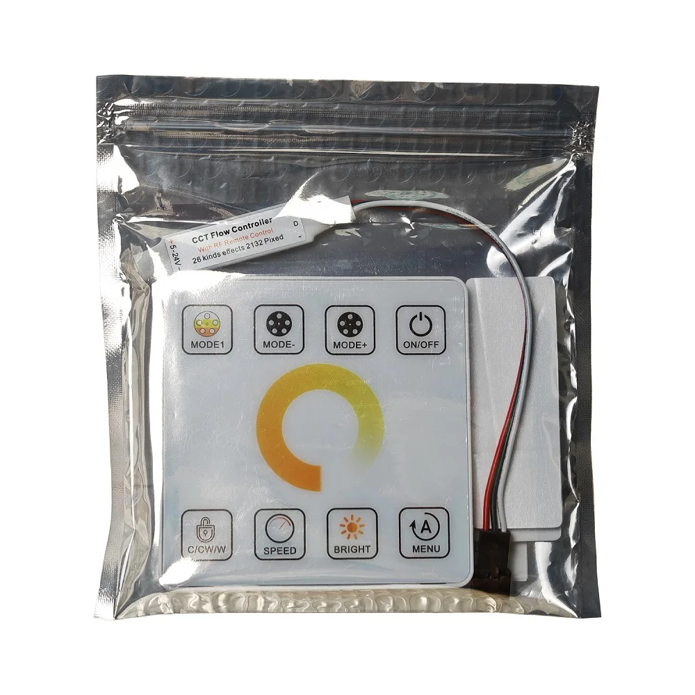 

Dc 5v-24v Runing Water CCT Flowing Led Dimmer Controller Set With RF Full-Touch Remote Panel