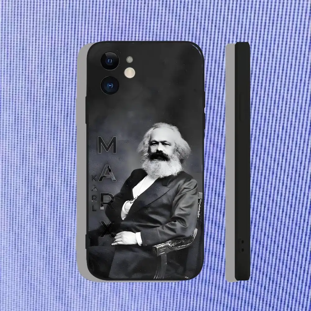 حافظة هاتف كارل ماركس لهاتف آيفون 16,15,14,13,12,11,Pro,Max,Plus,X,XS,XR,SE,8,7,Mini,soft Silicone Black Case