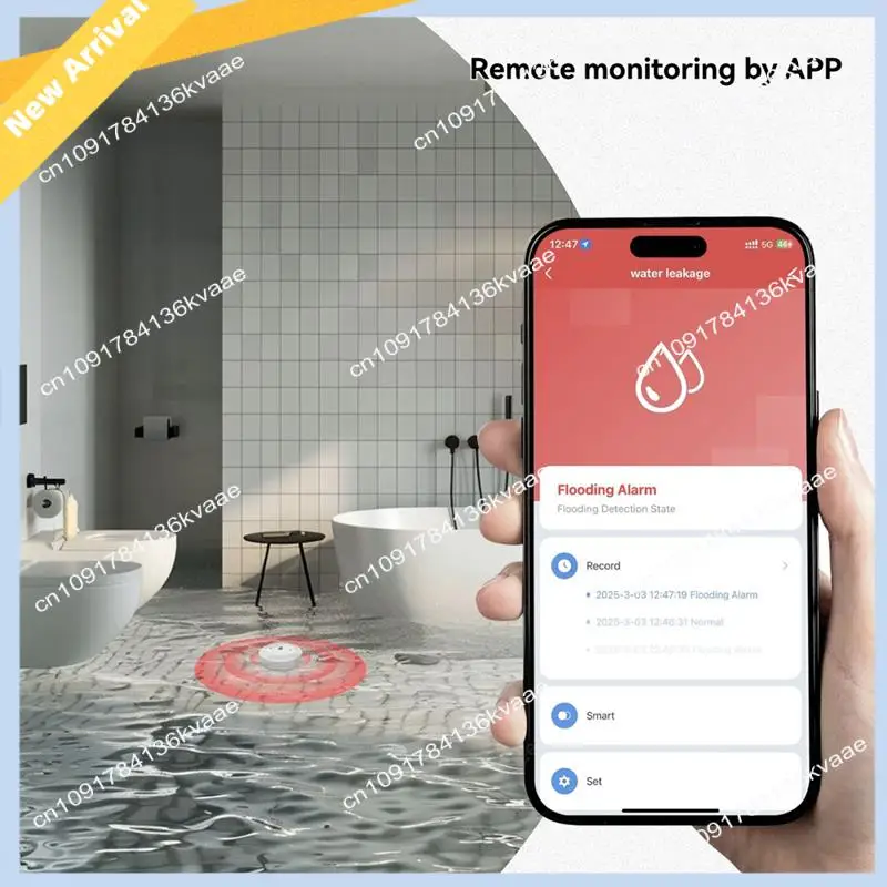 

M01K Tuya Zigbee Датчик воды Сигнализация для дома, обнаружение утечек и полных резервуаров для воды с управлением через приложение