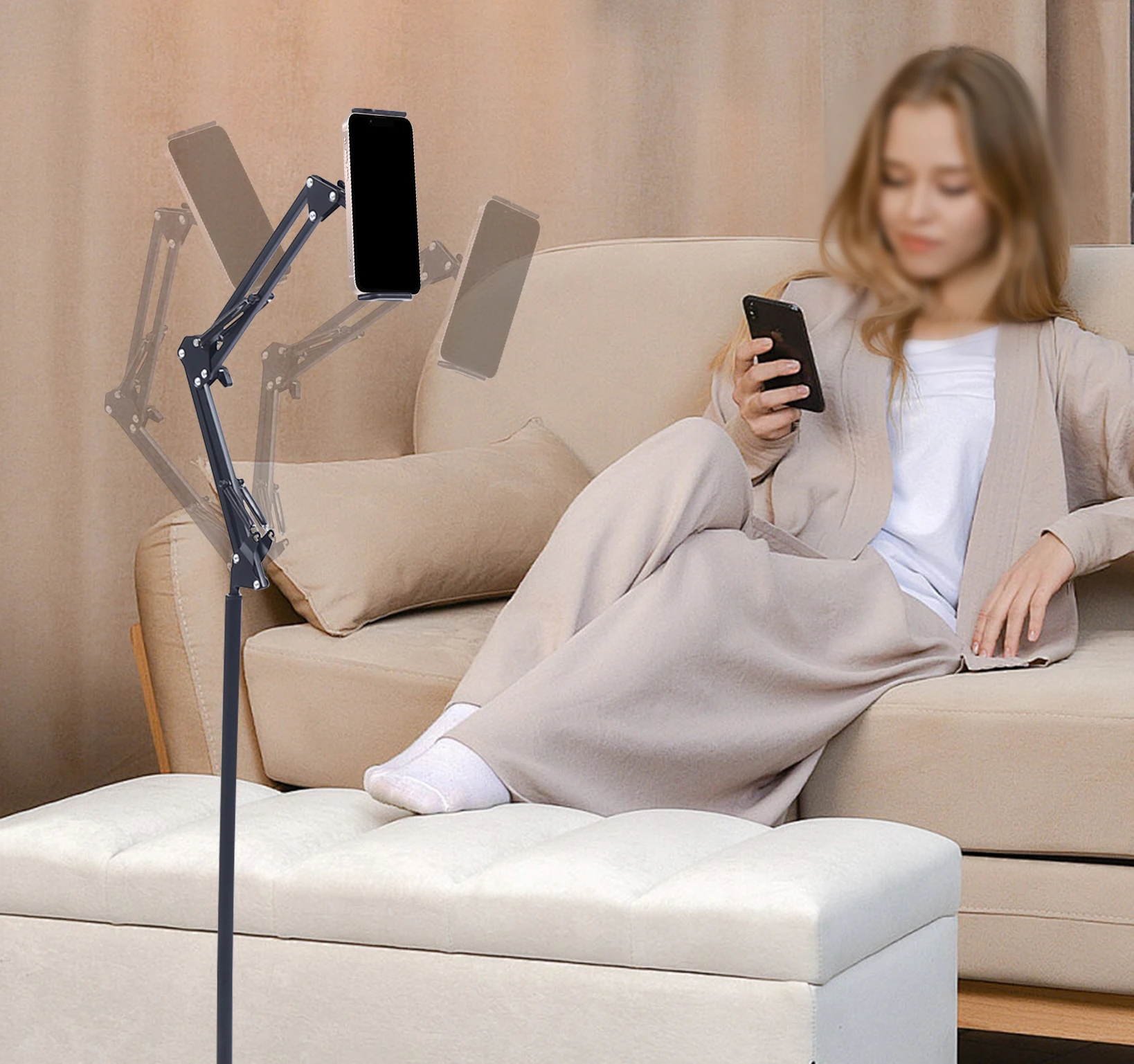 

Universal 360° Adjustable Tablet Holder Floor Stand Clamp for 4-17cm Phone iPad