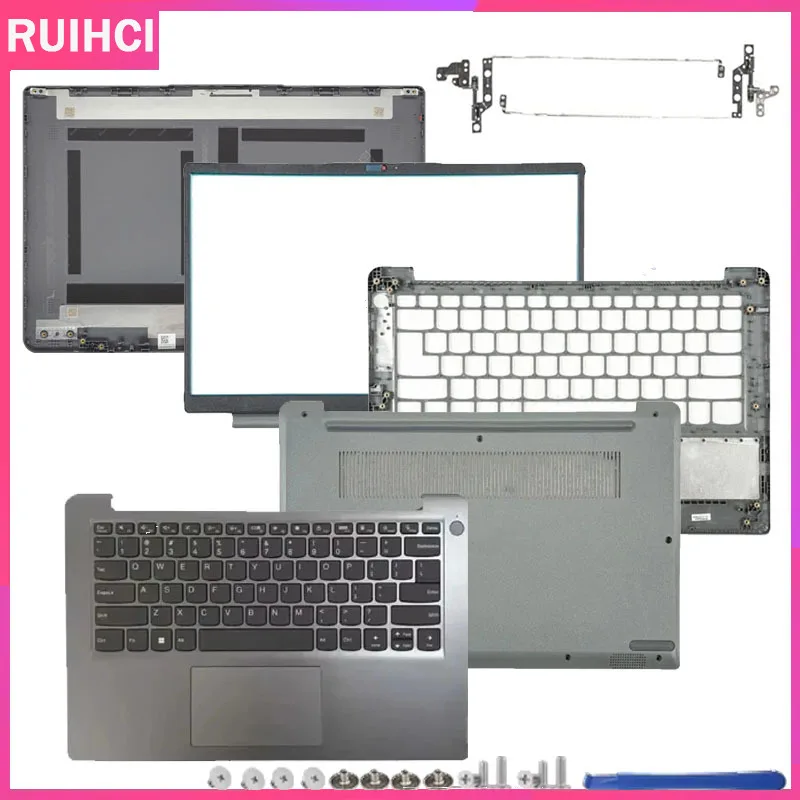 Nuevo para Ideapad 3-14ALC6 3-14ITL6 2021 cubierta trasera LCD para portátil/marco frontal/tastiera con almohadilla de palma/cubierta inferior/bisagras plateadas