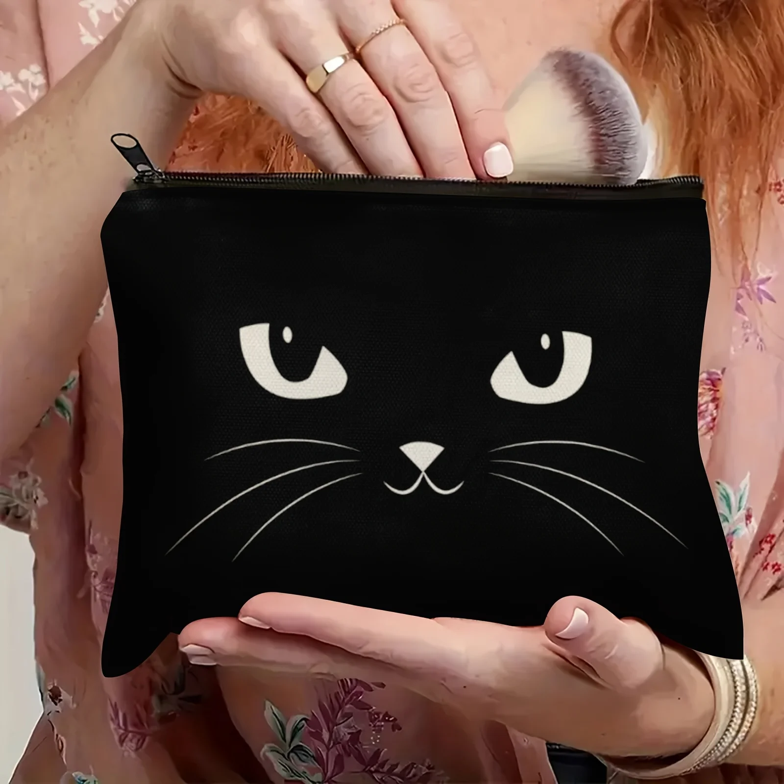 กระเป๋าแต่งหน้าแมวดำ - กระเป๋าซิปมัลติฟังก์ชั่นน่ารักสำหรับผู้หญิง, กระเป๋าเก็บเครื่องประดับ, กระเป๋าเดินทางซิปกระเป๋าเก็บของขนาดเล็กที่สมบูรณ์แบบ