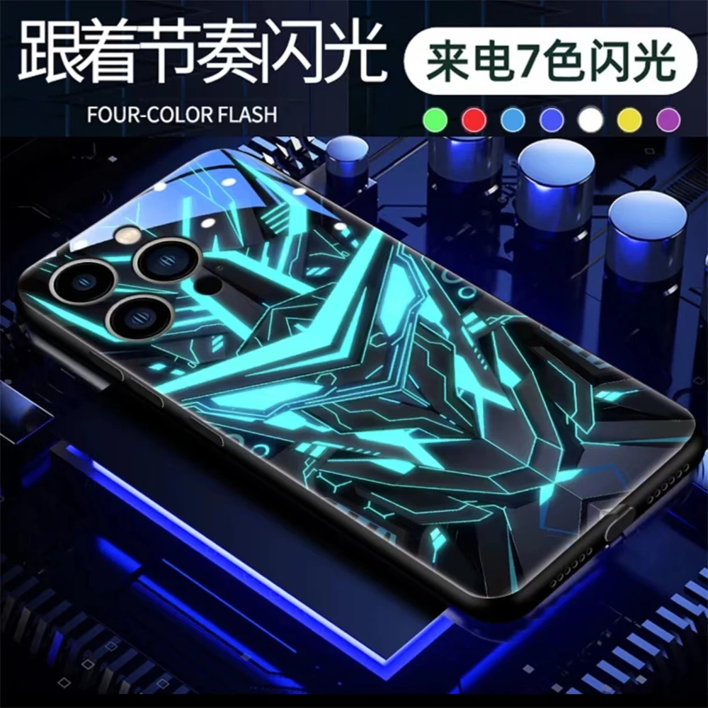 Laser-Panzer-Mech-Muster LED-Licht Leuchtende Handyhülle Glitzer-Cover für iPhone Air 17 16 E 15 14 13 12 11 Pro Max Plus – Detail 27