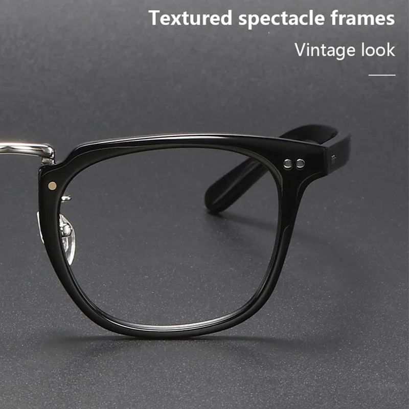 Acetate  Alloy Glasses Frame Men 2023 Square Optical Prescription Eyeglasses Myopia Frames Korean Women Luxury Retro Frames