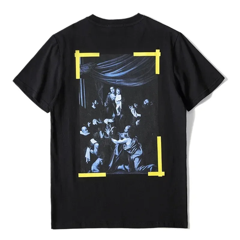 Мужские классические футболки с двусторонним принтом, новинка, картина маслом Иисуса, футболка с короткими рукавами, хип-хоп, скейтборд, уличный хлопок Kenye