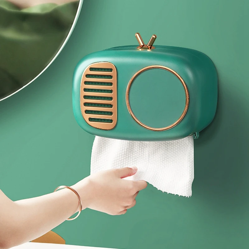 Retro Radio Model Tissue Box Desktop Paper Holder Vintage Dispenser Storage Napkin Case Organizer Ornament Craft