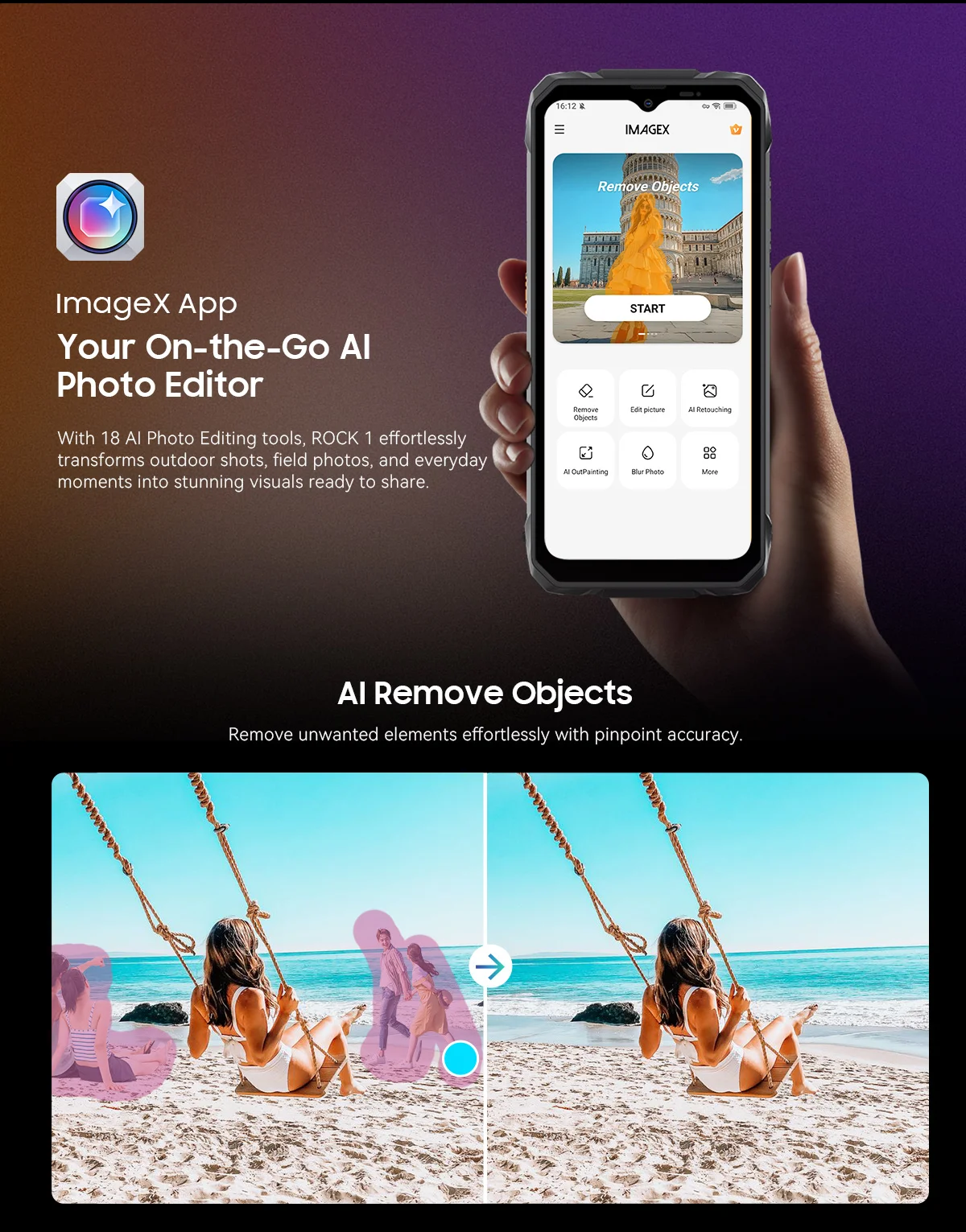 Blackview ROCK 1 AI Rugged Smartphone 6.56-inch 90Hz Display 256GB MediaTek Helio G81 4G Android 16 NFC Torch 15000mAh/33W