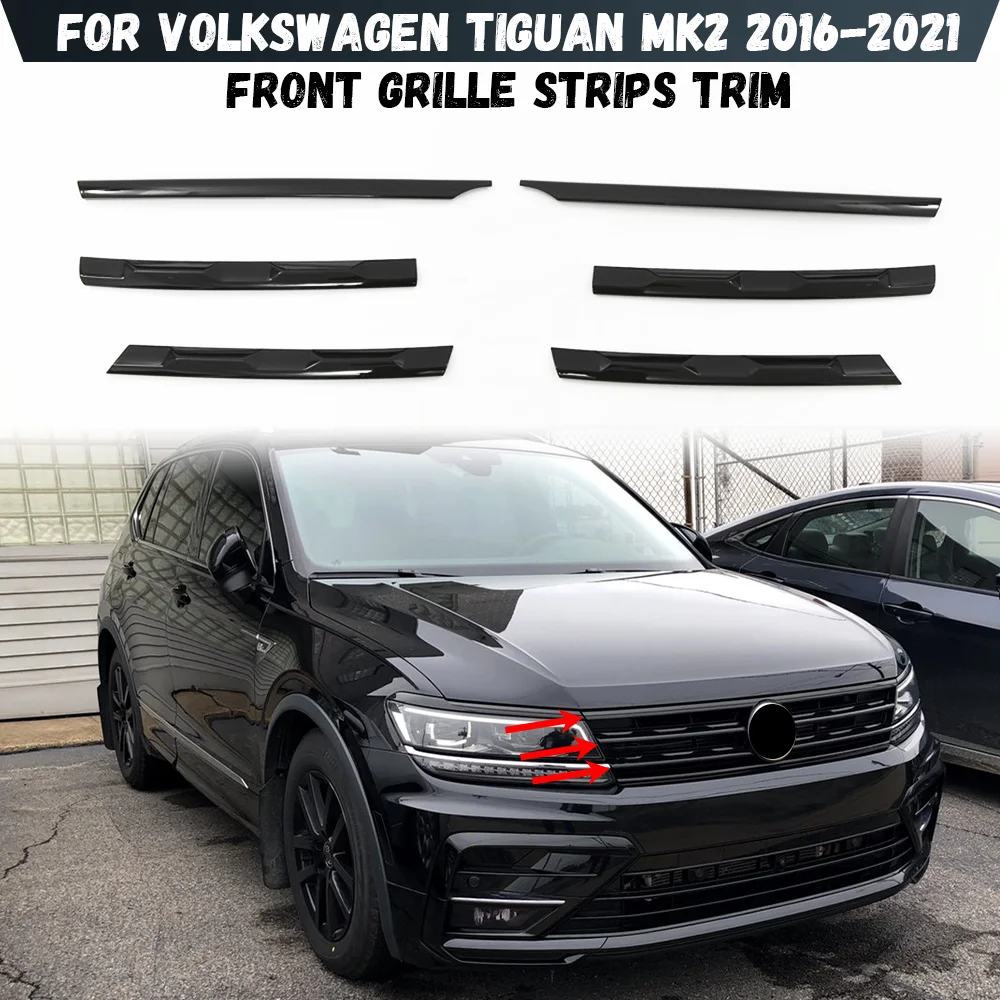 For Volkswagen VW Tiguan MK2 2017 2018 2019 2020 2021 Car Front Bumper Mesh Center Grille Grill Moulding Strips Cover Trim