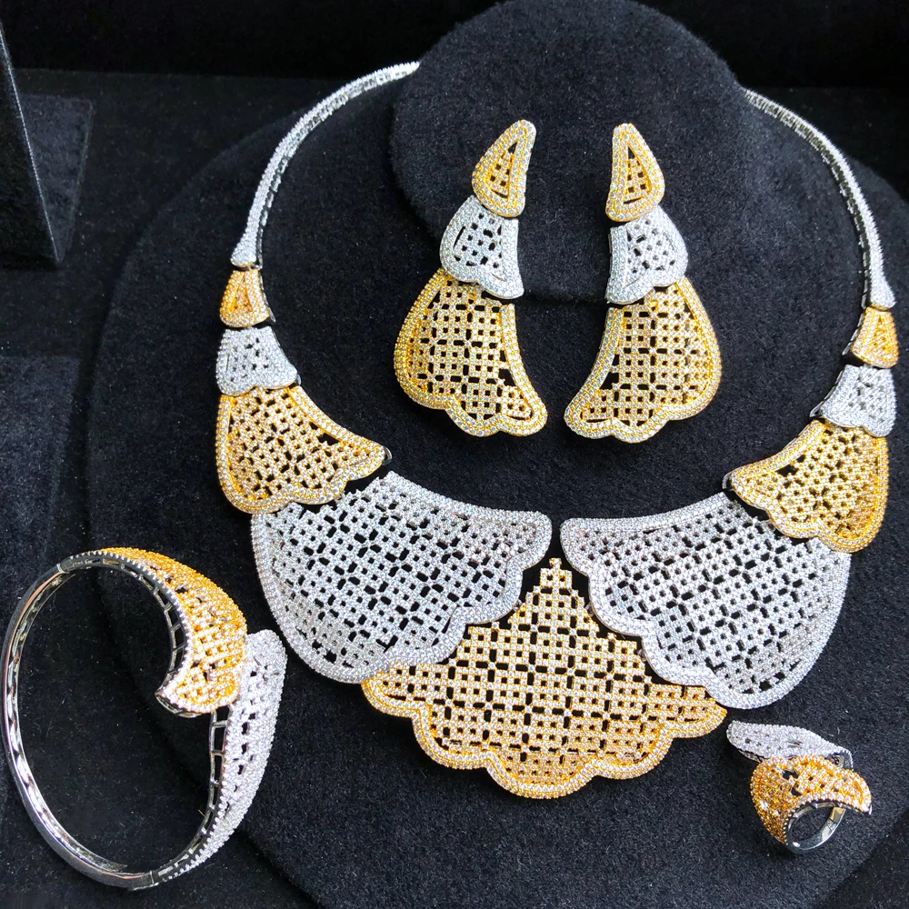 

GODKI Big Fash Fashion Luxury 4PCS Nigerian Jewelry Set For Women Wedding Everyday Zircon Indian African Bridal Jewelry Set 2022