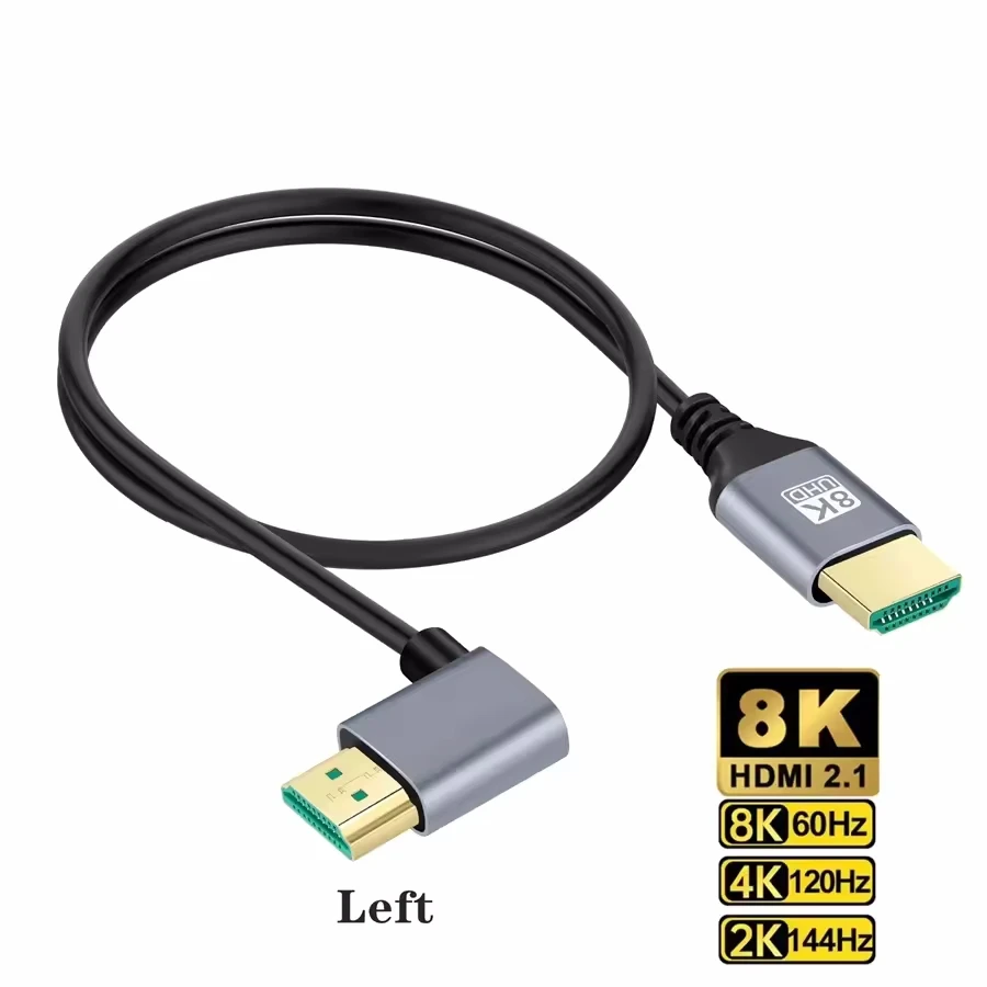 Kabel HDMI 2.1 8K Męski-Męski z kątowym złączem 90 stopni (lewo/prawo/góra/dół) Kabel HDMI 8K 4K 120Hz do TV Laptopa Projektora PS4 PS5 — zdjęcie produktu 5