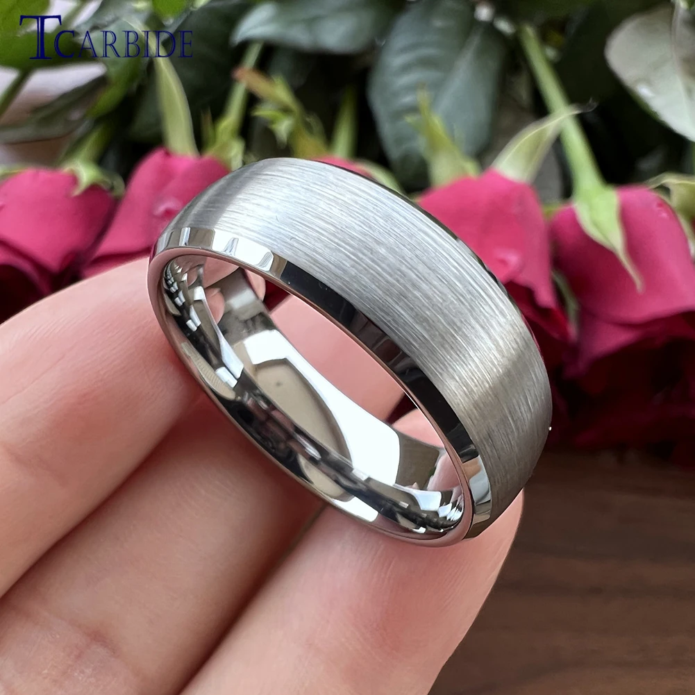 Dropshipping 6mm 8mm Black Color Men Women Wedding Band Tungsten Carbide Ring Beveled Brushed Classic Gift Jewelry