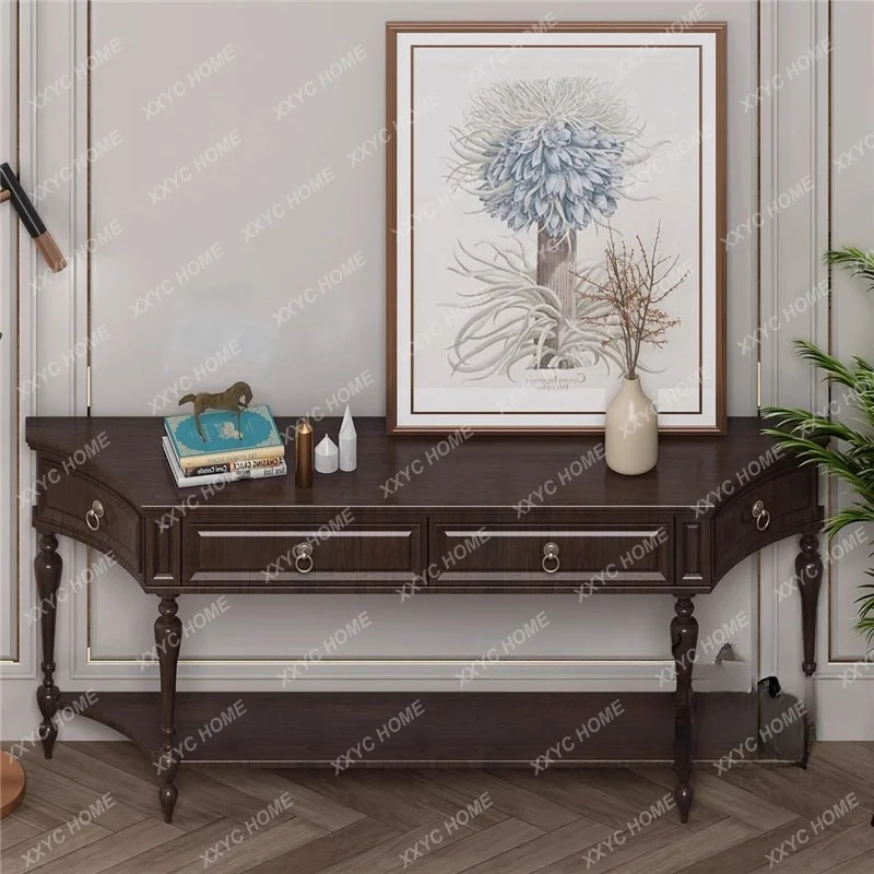 

solid wood light luxury entrance cabinet, sofa back few side cabinets against the wall