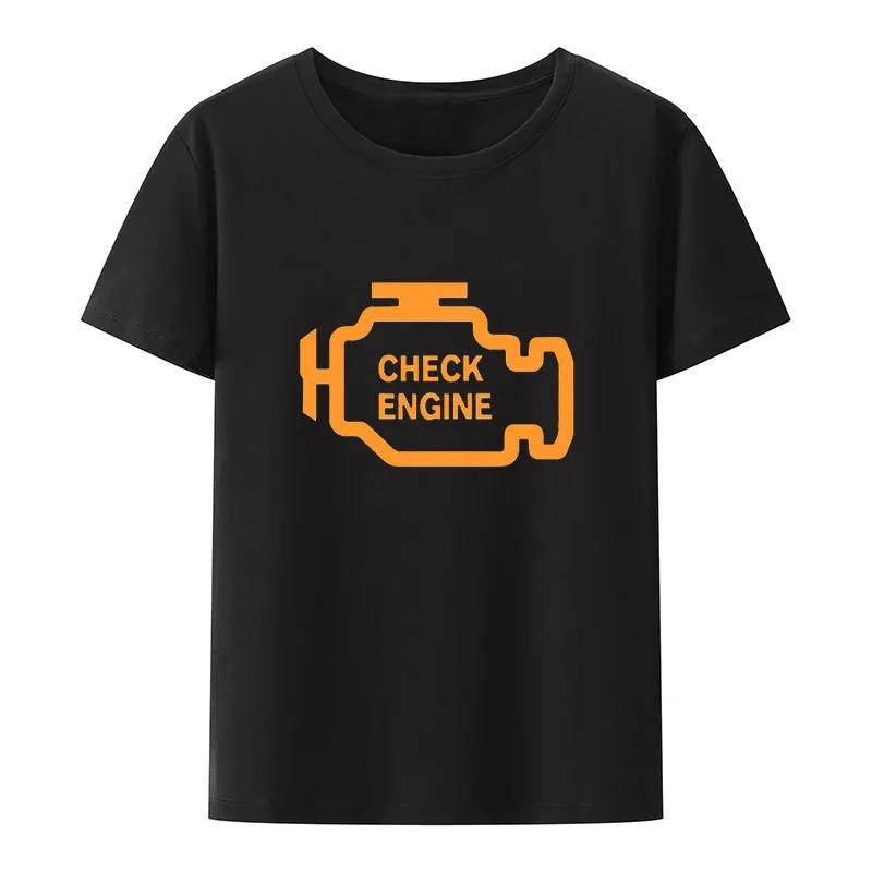 Funny Check Engine Mechanic Auto Repair Graphic T Shirts Summer Short Sleeve O-Neck Car Culture Harajuku Streetwear Camisetas