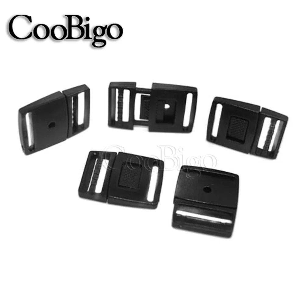 20pcs Side Release Center Buckles Black Plastic Backpack Strap Webbing Bag Sewing Accessories  3/4\