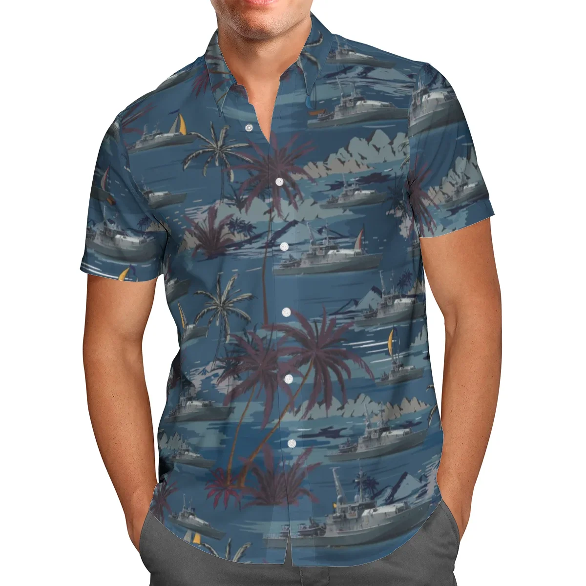 Oversize Streetwear 3D Anime verde manica corta camicia hawaiana da uomo spiaggia estate 5XL Social Homme-863