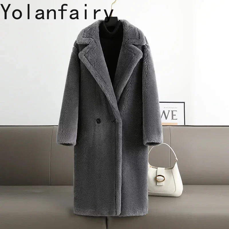 Women Korean Mid-length Warm Wool Fur Jackets Wool Fur Jacket Winter Fur Coat Casual Sheep Shearing Coat Casaco Feminino Zm886