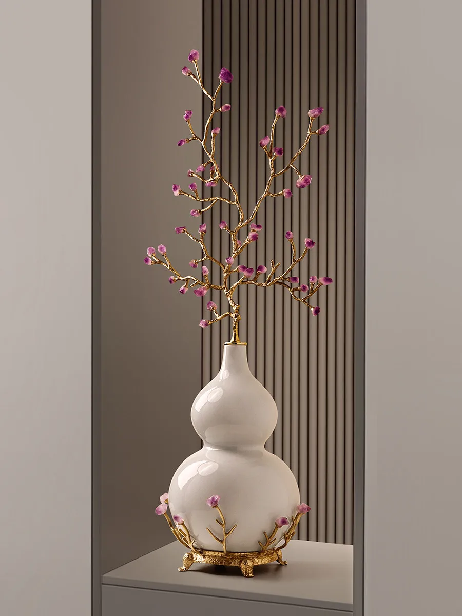 New Chinese ceramic gourd ornament, living room entrance niche decoration