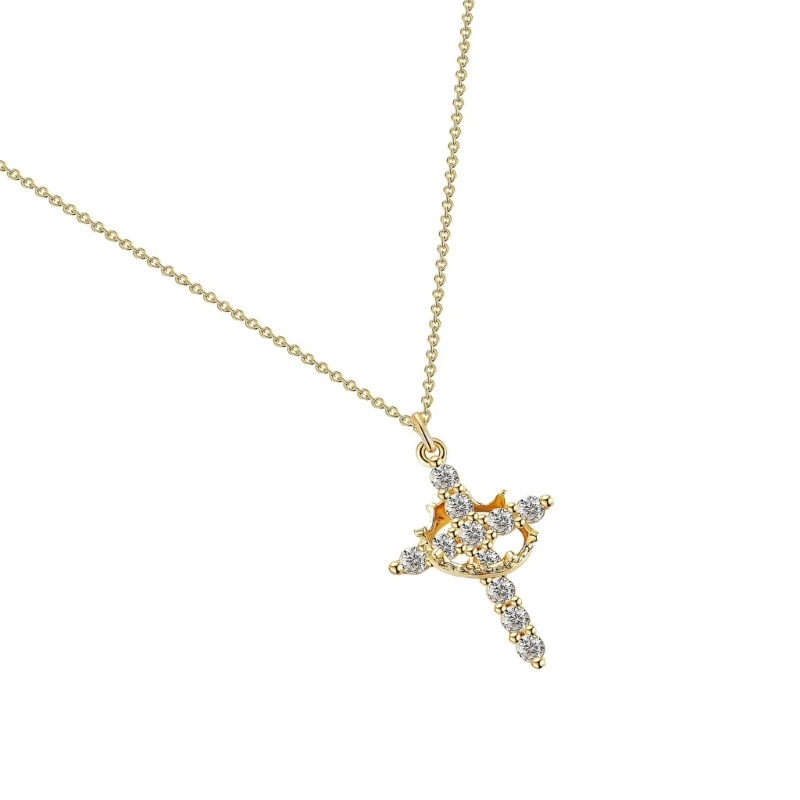 Multipurpose Crowns Necklace Stainless Steel Pendant with Elegant Designs Crosses for Women's Elegant Accessory