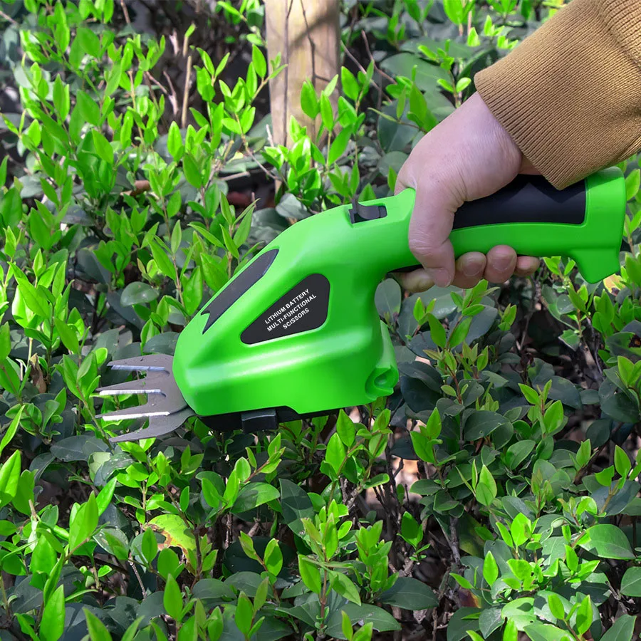 2 in 1 Cordless Electric Hedge Trimmer Rechargeable Electric Grass Trimmer Weeding Pruning Saw Shrub Shear Garden Pruning Shears