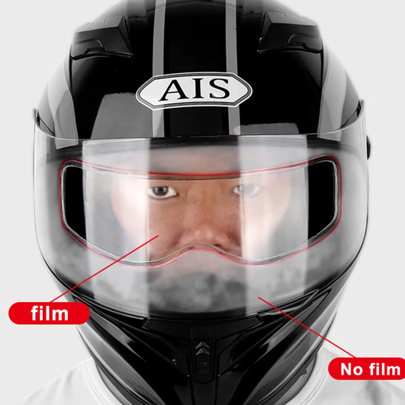 Casco de motocicleta transparente, parche antivaho, película protectora a prueba de lluvia, película adhesiva duradera, lente Universal, accesorios