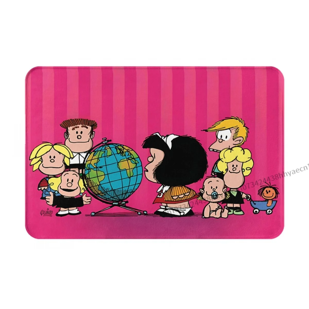 Anime Mafalda Non-slip Doormat Mafalda's Frieds Bath Bedroom Mat Prayer Carpet Flannel Pattern Decor