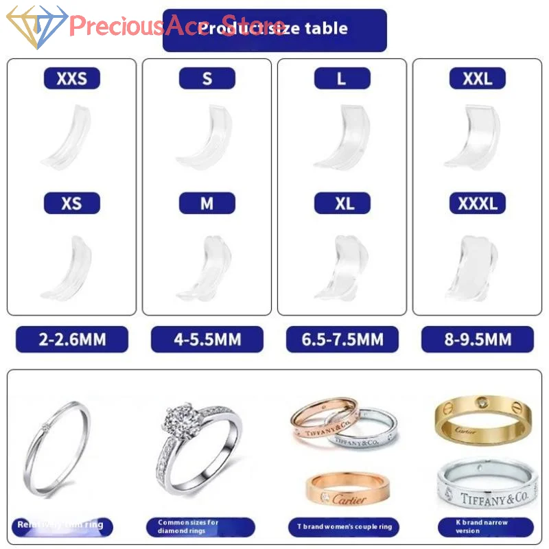 

8-размерный силиконовый регулятор размера кольца, Resizer, защита от потери, невидимый держатель кольца, фиксатор, усадка для колец, ювелирные инструменты