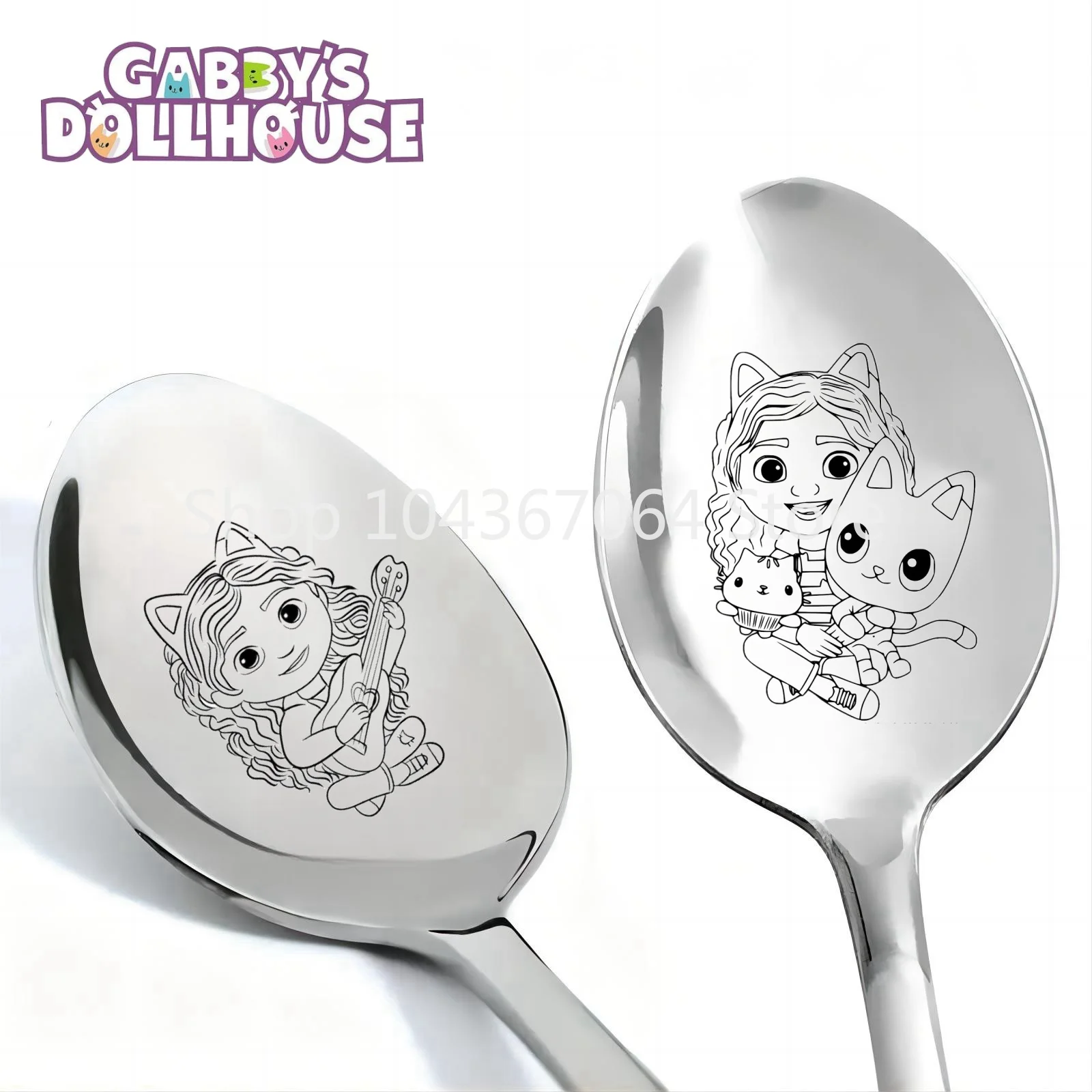 Gabby Dollhouse Spoon Disney Stainless Steel Tableware Spoons Cartoon Anime Peripherals Tablespoon Birthday Party Supplies Gifts