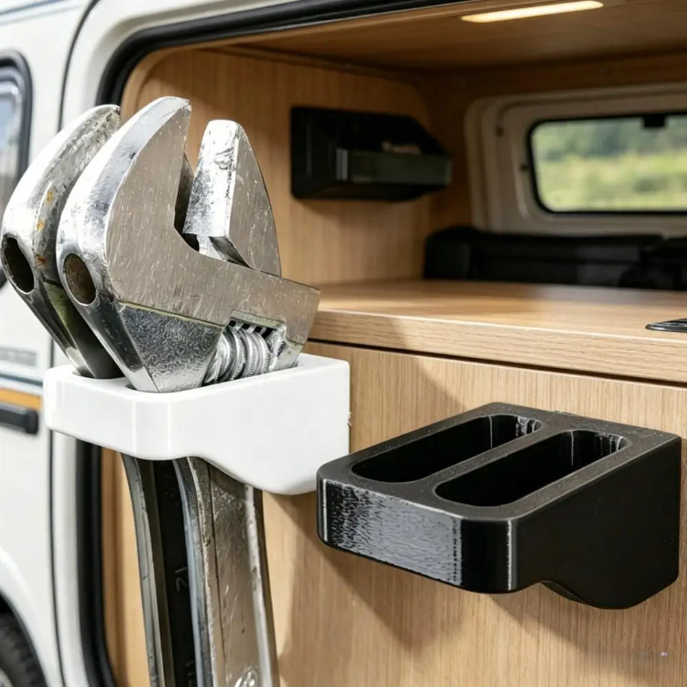 2pc Wall Mount Wrench Storage Rack Double Slot Plastic Tool Organizer RV Campervan Garage Workshop Wrench Holder Storage Bracket