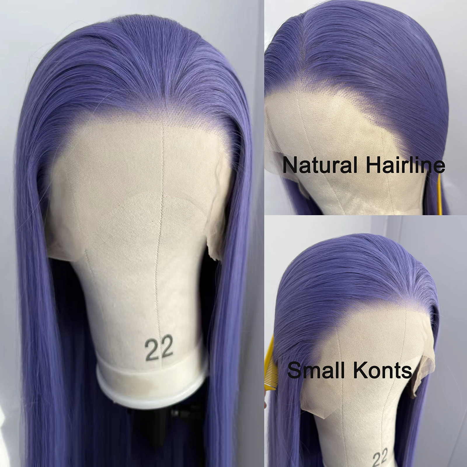 ustylehair-アッシュパープレースウィッグ-ロングシルキーストレート合成レースフロントウィッグ-女性用-ナチュラルヘアライン-日常着用-コスプレパーティー