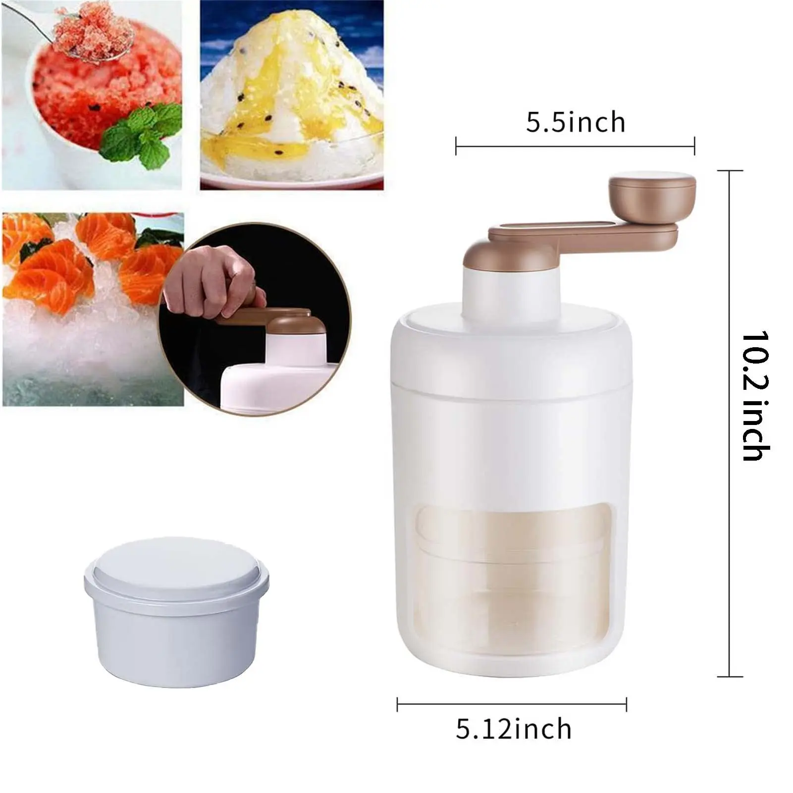 Household Kitchen Hand Slushie Machine Snow Cone Shaved Ice Maker Machine Manual Ice Shaving Handhold Manual Ice Crusher