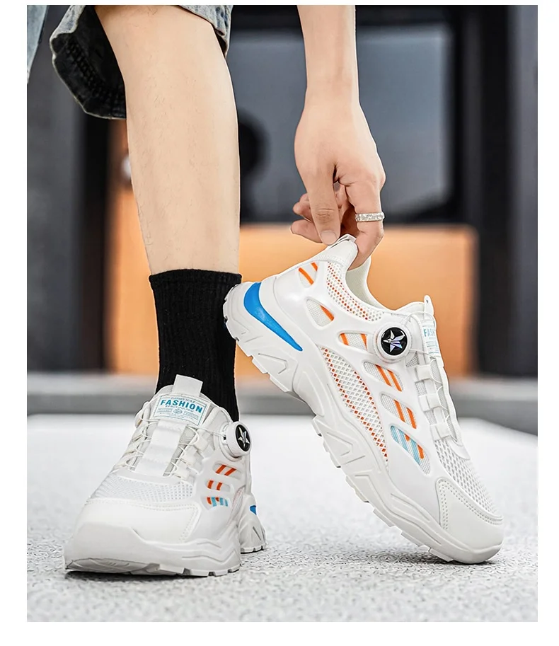 Rotate the Button Men Summer Breathable Sneakers 2026 Versatile Dad Shoes New Student Casual Footwear