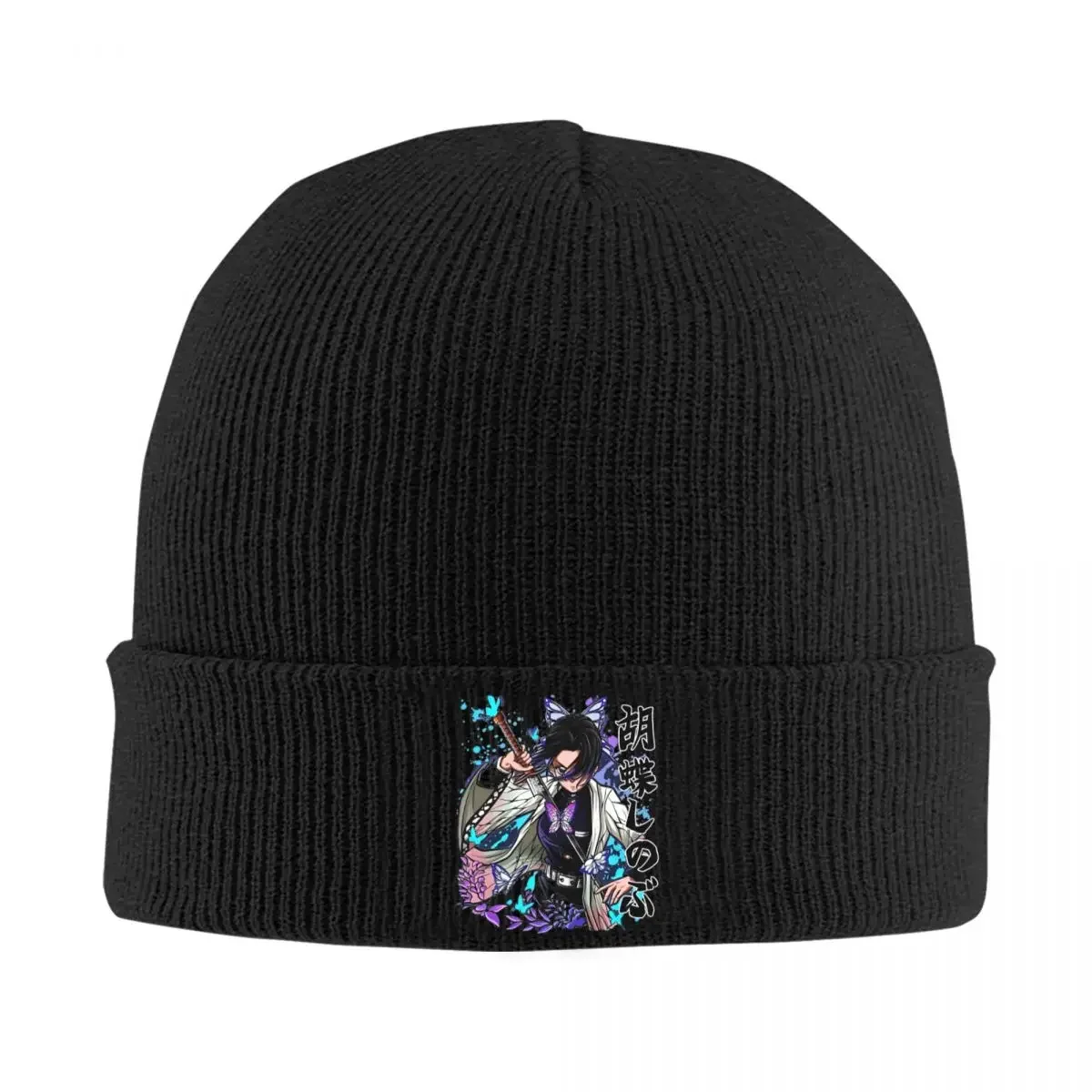 Demon Slayers Shinobu Hats Autumn Winter Beanies Warm Anime Caps Unisex Knitted Caps