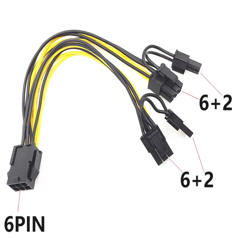 

PCI-E 6-pin To Dual 6+2-pin Power Splitter Connector Cable Graphics Card PCIE PCI Express 6Pin To Dual 8Pin Power Adapter Cable