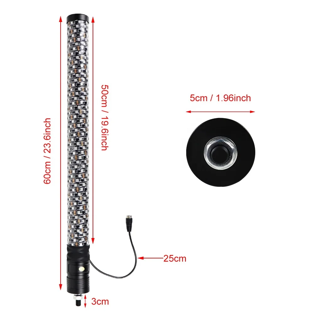 2FT RGB سوط أضواء دوامة LED سوط ضوء مع التطبيق التحكم عن بعد ل جيب UTV ATV على الطرق الوعرة RZR بولاريس شاحنة #3