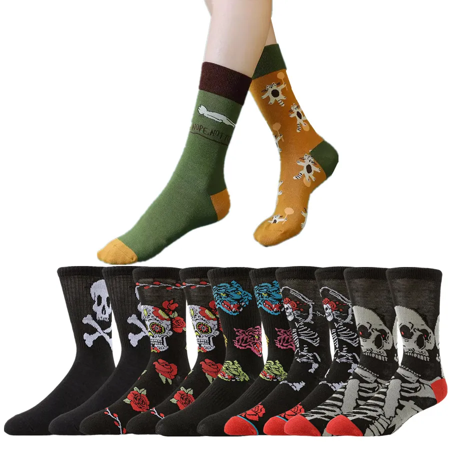 Мужчины Женщины Череп Трубка Носки Счастливые Носки Уличная Мода Дизайнер Хип-Хоп Забавные Новинки Платье Носки Теплые Комфортные Зимняя Повседневная Одежда