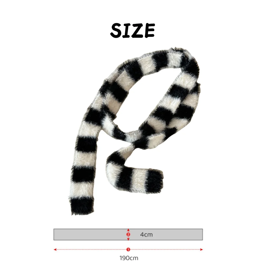 Women\'s Cashmere Clashing Stripes Scarves Winter Warm Knitting Outdoor Scarf Luxury Mohair Shawl Decorative Clothing Accessories