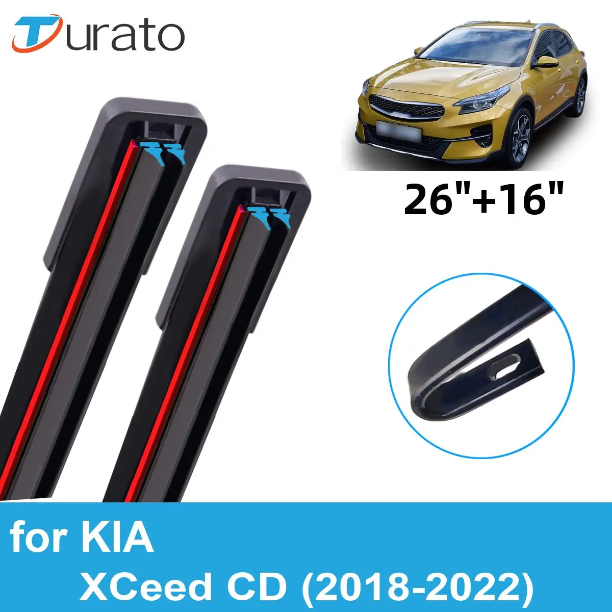 2PCS Car Wiper Blades for 2018-2022 KIA XCeed CD Front Windscreen Windshield Double Rubber Car Accessories 2019 2020 2021 2022