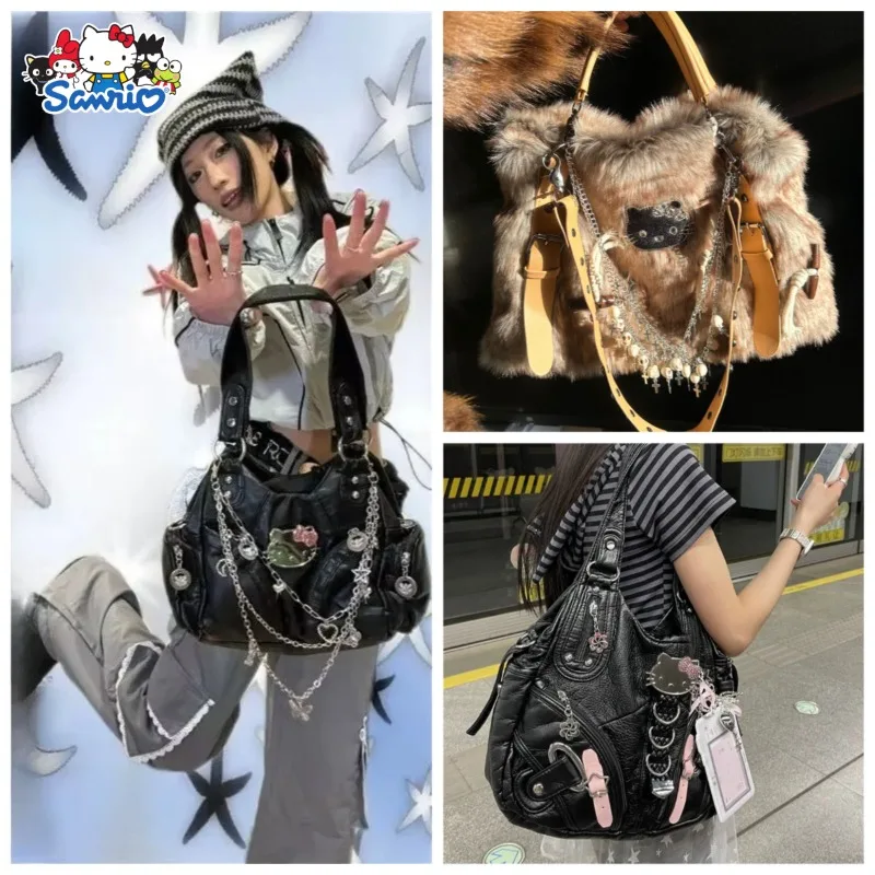 Sanrio Hello Kitty mignon Kawaii sac à bandoulière grande capacité sac à main Niche doux amer fourre-tout américain Y2K cadeau de vacances
