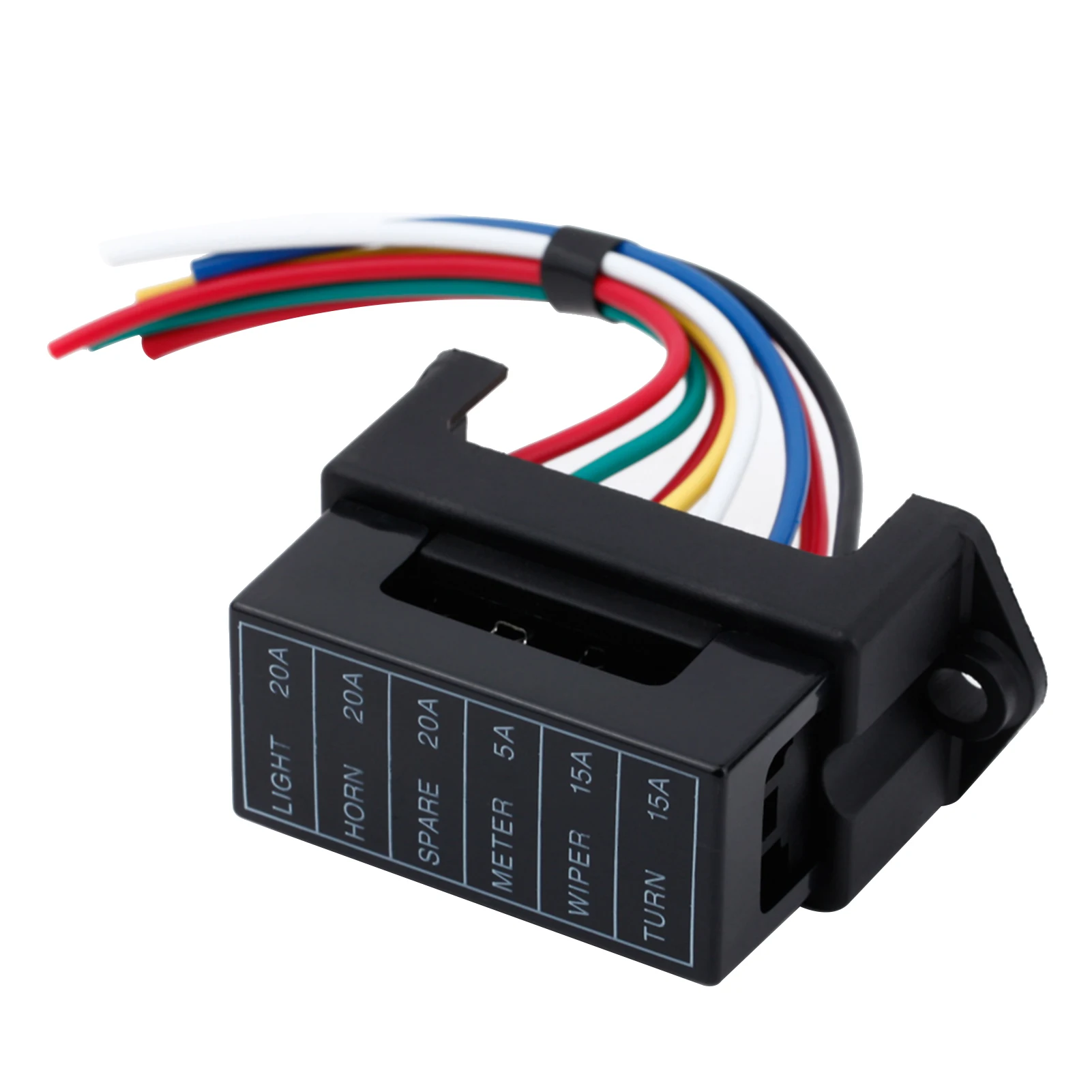 6 Way DC32V Circuit Car Trailer Auto Blade Fuse Box Block Holder ATC ATO 2-input 6-ouput Wire