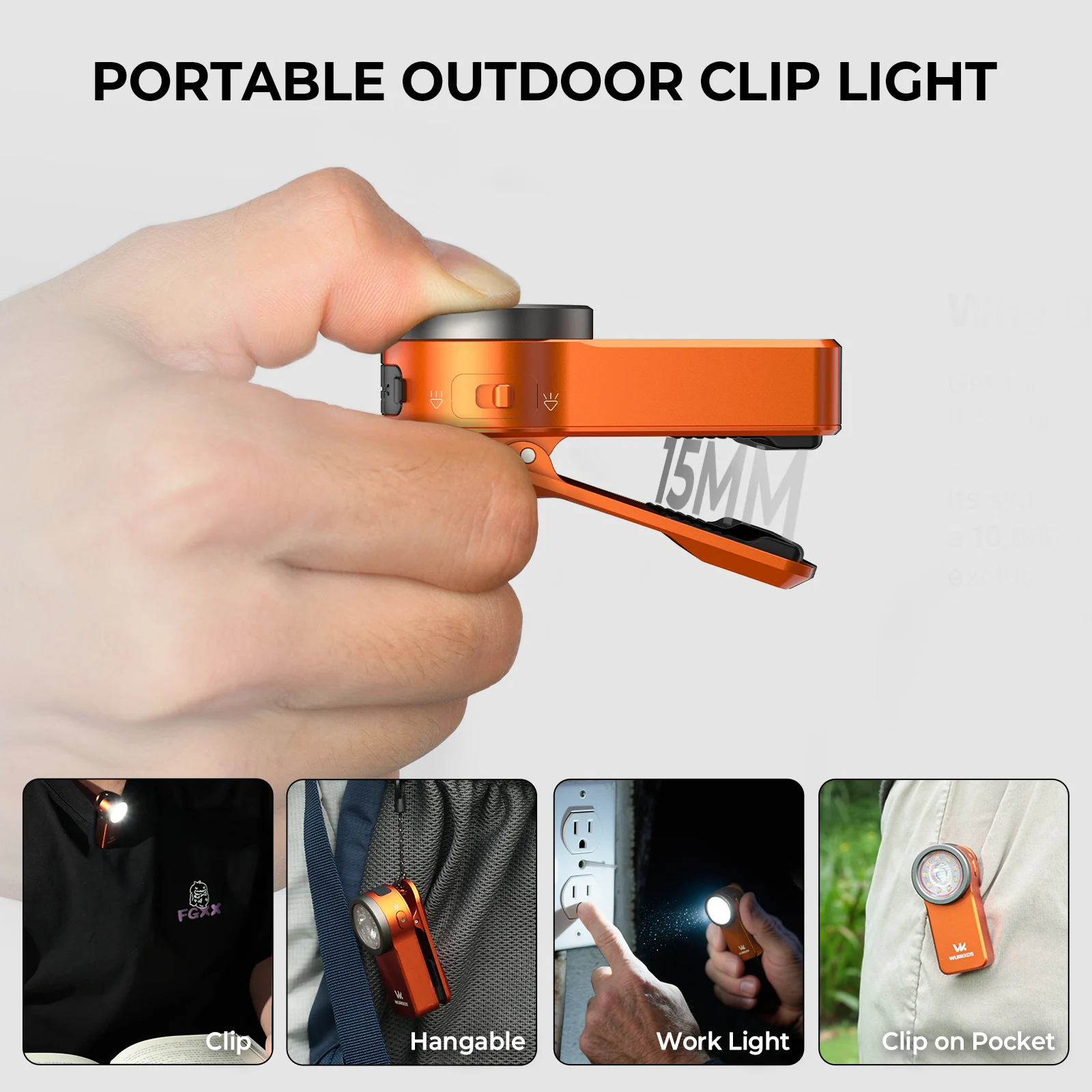 Wurkkos HD03 680LM Mini Clip Light USB Rechargeable Pocket Flashlight Spotlight/Floodlight Portable RGB Torch with Magnet view 2