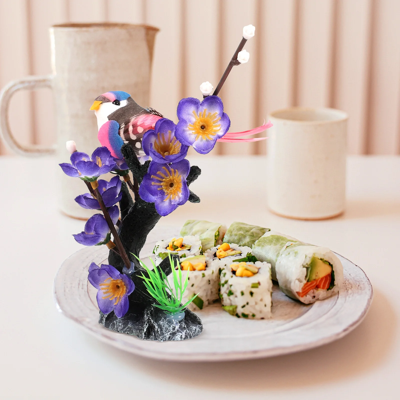 

Plum Blossom Decorative Plate Artificial Mountain Sushi Decorations Flower Arrangement Home