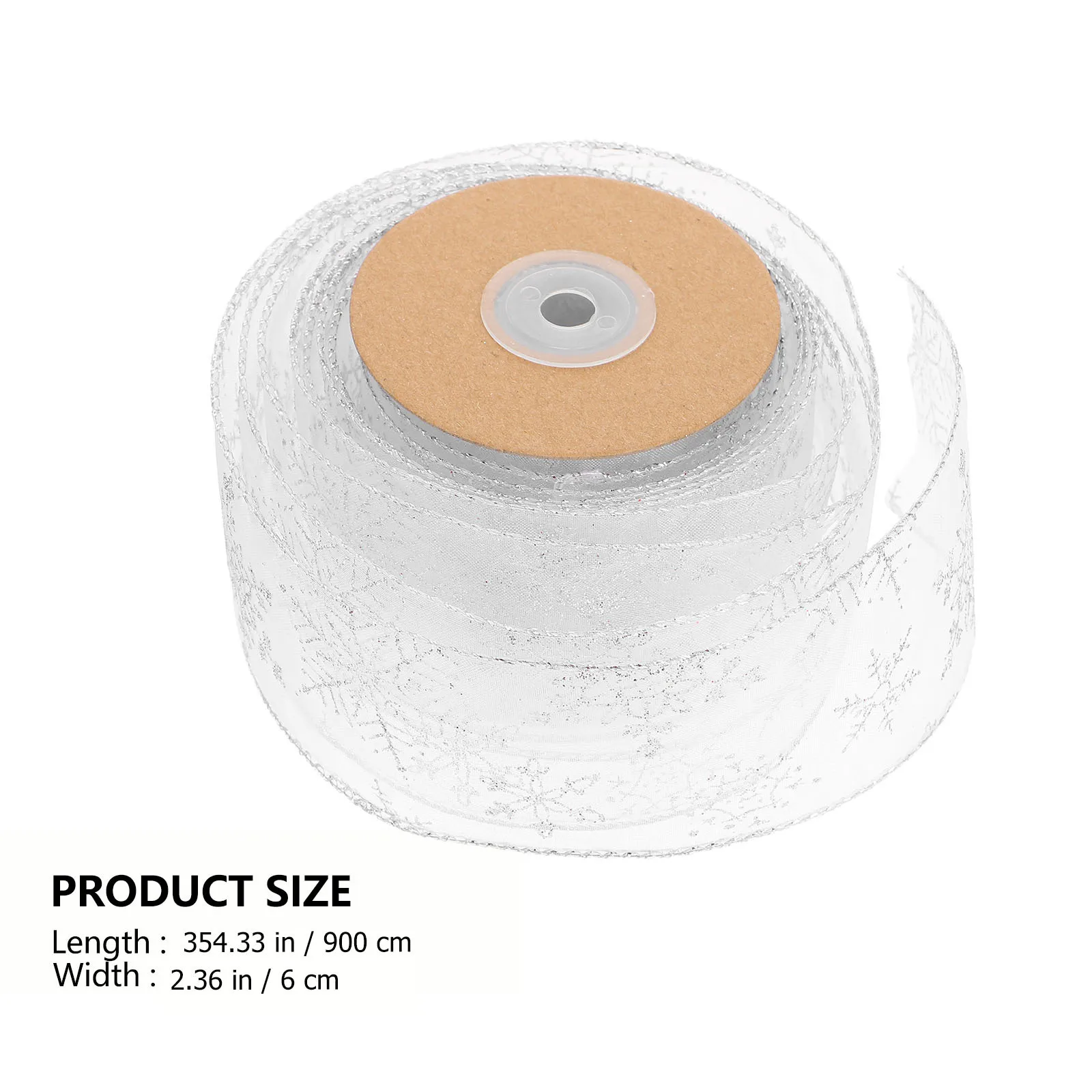 1 Rolka Przezroczystej Taśmy Brokatowej z Motywem Płatków Śniegu, Elegancka i Elastyczna, Idealna do Pakowania Prezentów Świątecznych, Dekoracji, Kokardek, Butelki Wina, Choinki