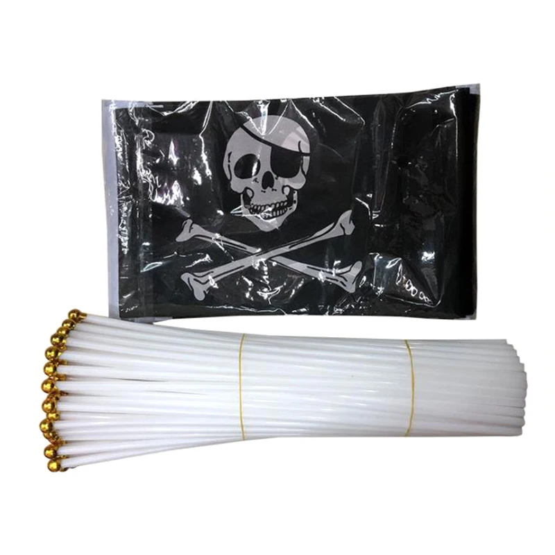 21x14CM 10pcs Skull and Cross Crossbones Jolly Roger Pirates Hand Flag