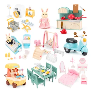 1:12 Muebles en miniatura Forest Family Cocina Mesa de comedor Accesorios Dollhouse Baño Fingente Juega para Girl Gifts Juguetes 10 mejores muebles de ventas para Dollhouse - №2