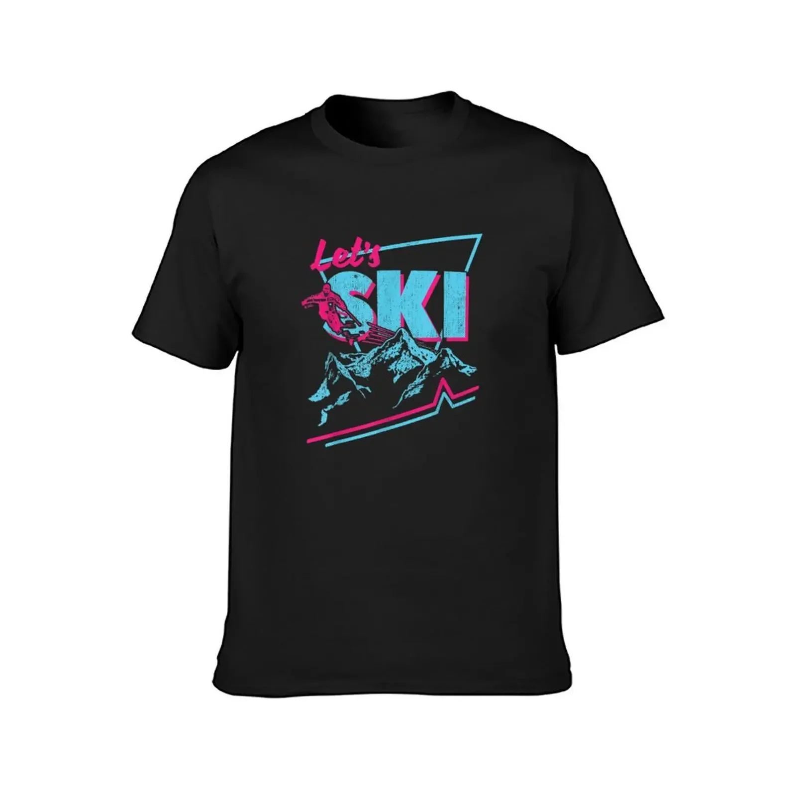 Retro Let's Ski T-Shirt summer top shirts graphic tees oversized mens clothing